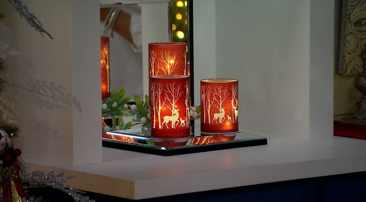 Set of 3 Illuminated Woodland Deer Pillars by Valerie - QVC.com