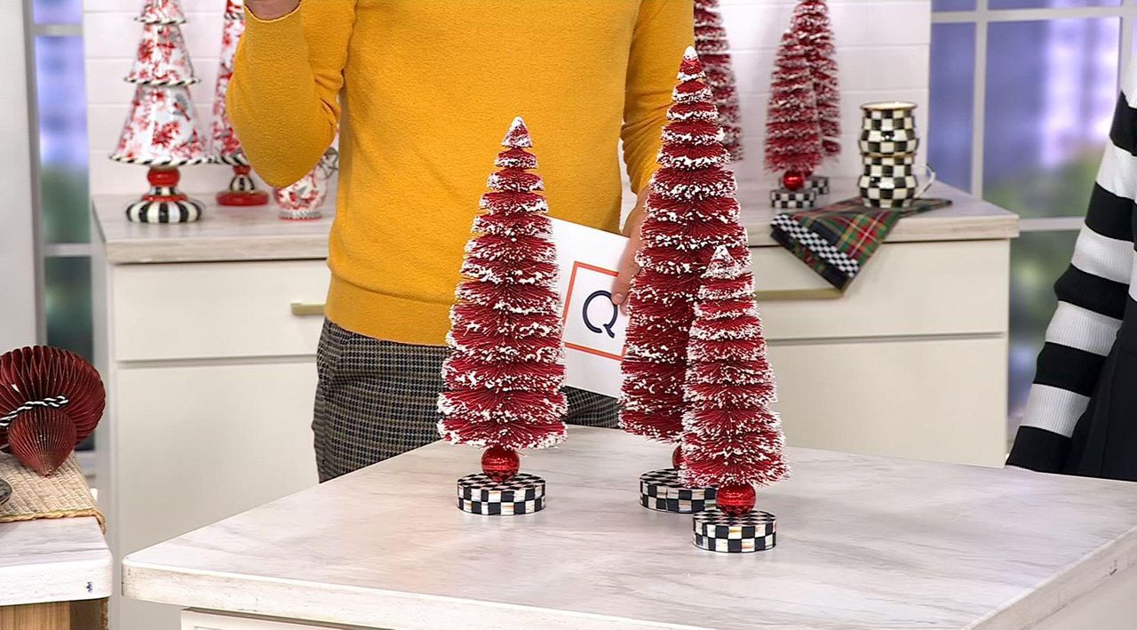 MacKenzie- Childs Set of 3 Bottle Brush Trees - QVC.com