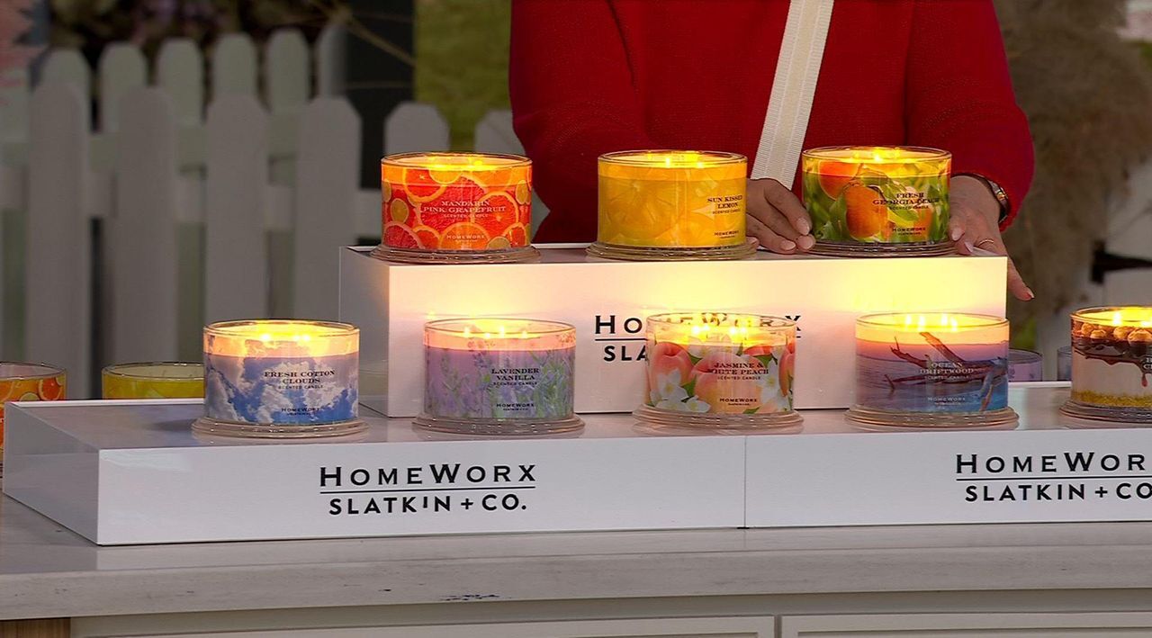 HomeWorx by Slatkin + Co. 18oz Jasmine & White Peach Candle - QVC.com