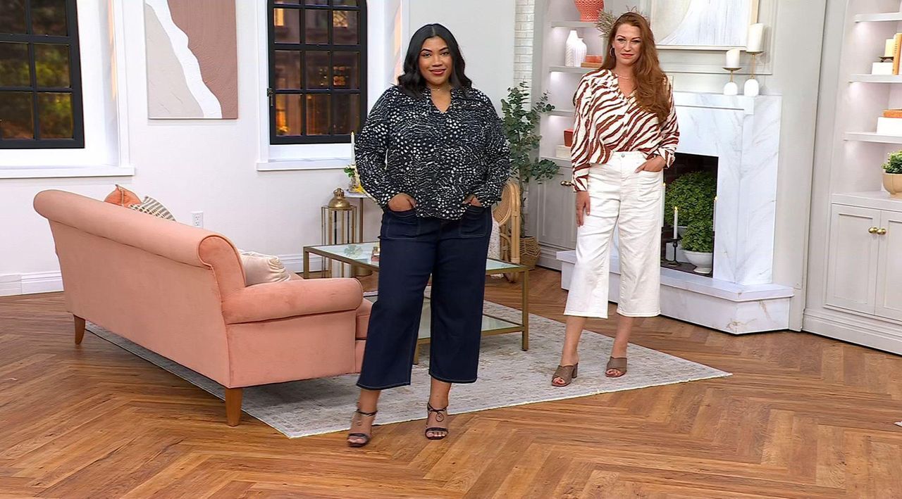 RM Studio x Rebecca Minkoff Luxe Stretch Wide Cropped Jeans - QVC.com