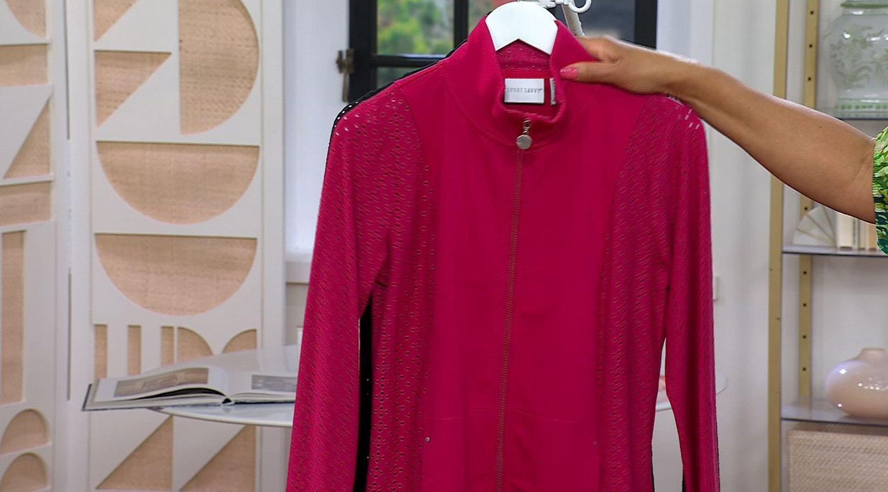 Sport Savvy Long-Sleeve Eyelet Mock-Neck Jacket - QVC.com