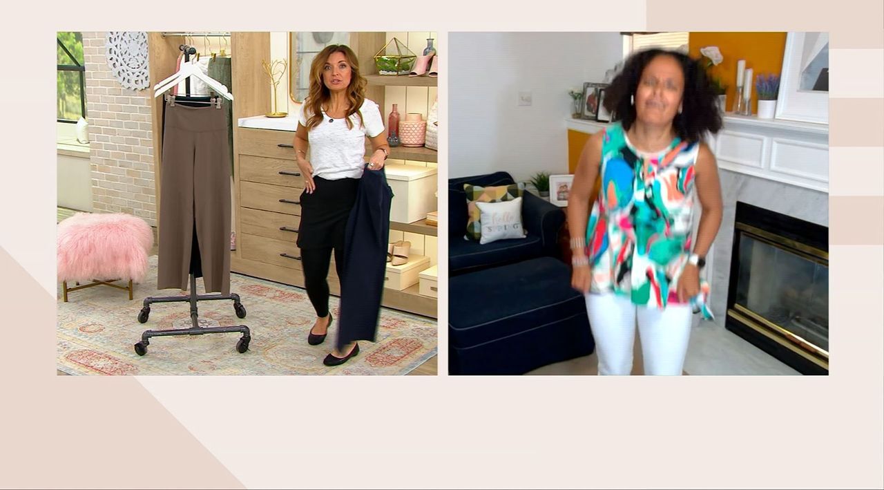 Women with Control Tummy Control Wide Leg Pants on QVC 