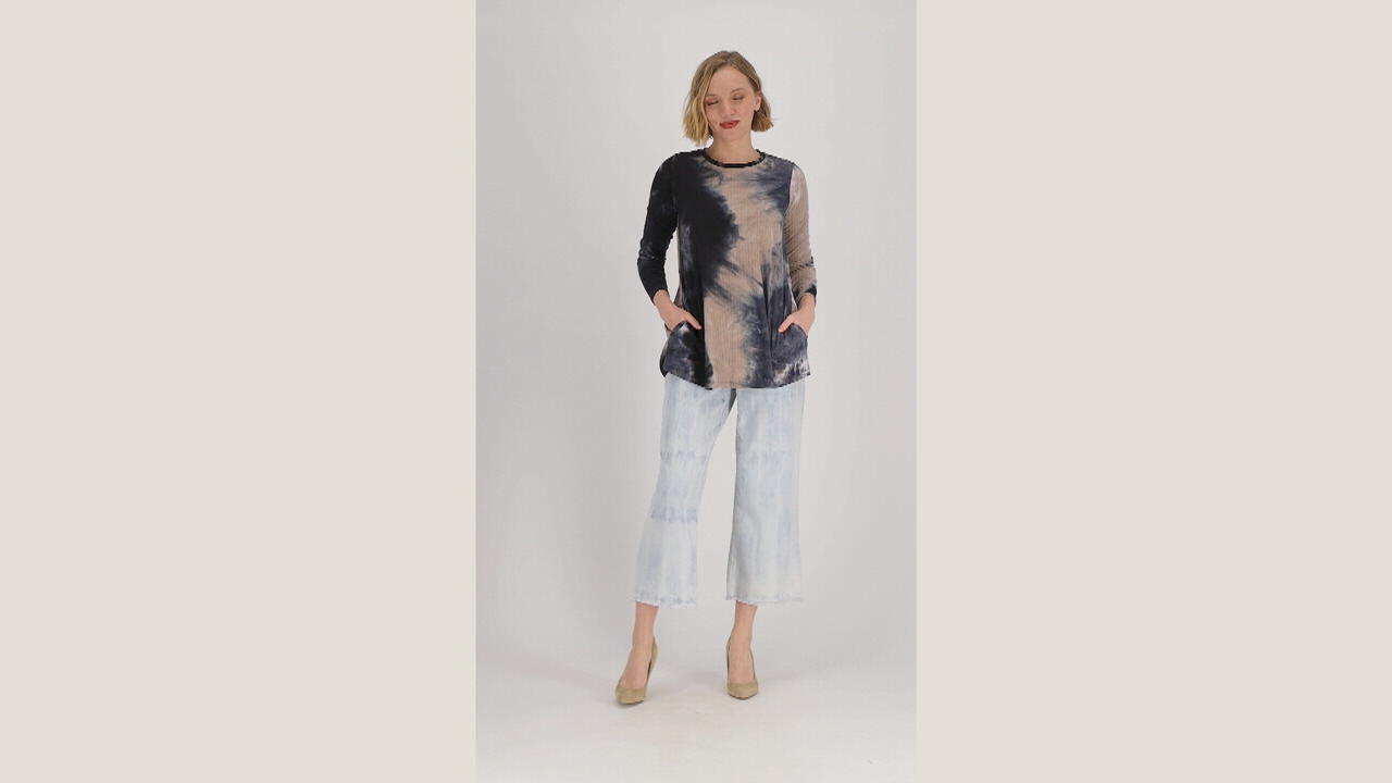 LOGO by Lori Goldstein Ribbed Tie-Dye Long Sleeve Top - QVC.com
