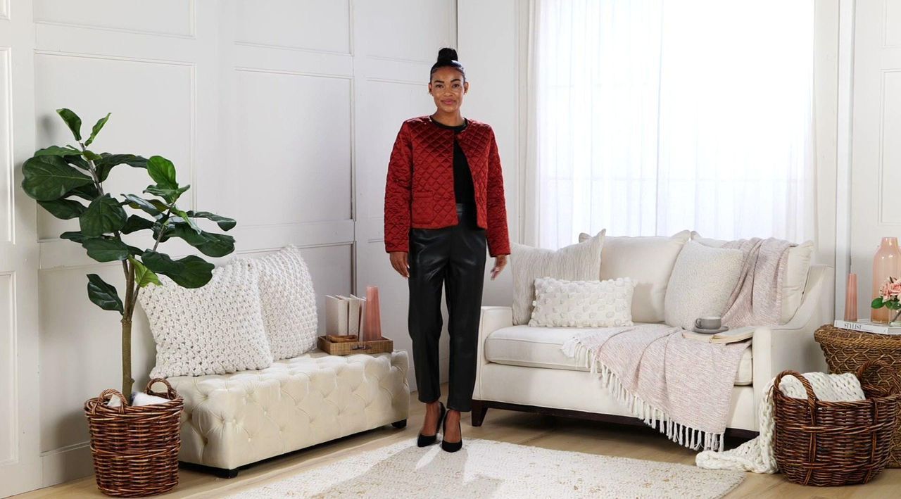 by Stacy London Snap Front Quilted Satin Jacket - QVC.com