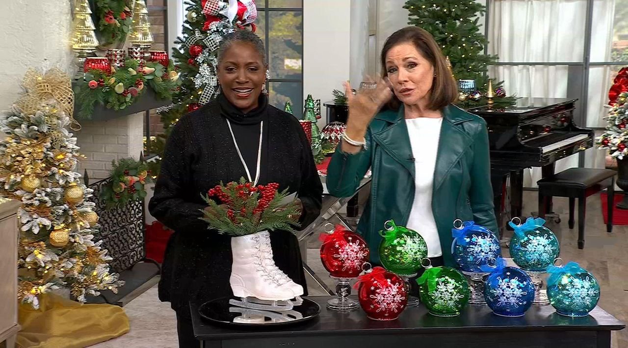 Illuminated Ice Skates with Greenery by Valerie - QVC.com