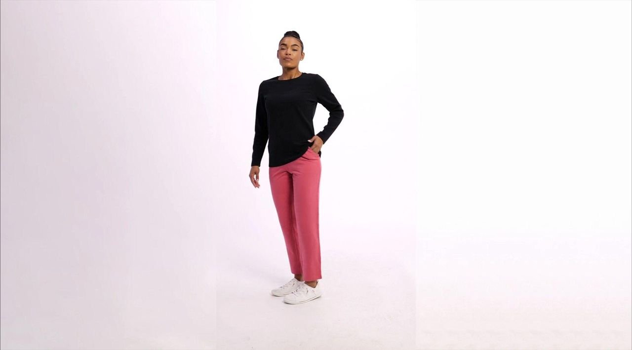 Denim & Co. EasyWear French Terry Straight Leg Pant - QVC.com display picture 1