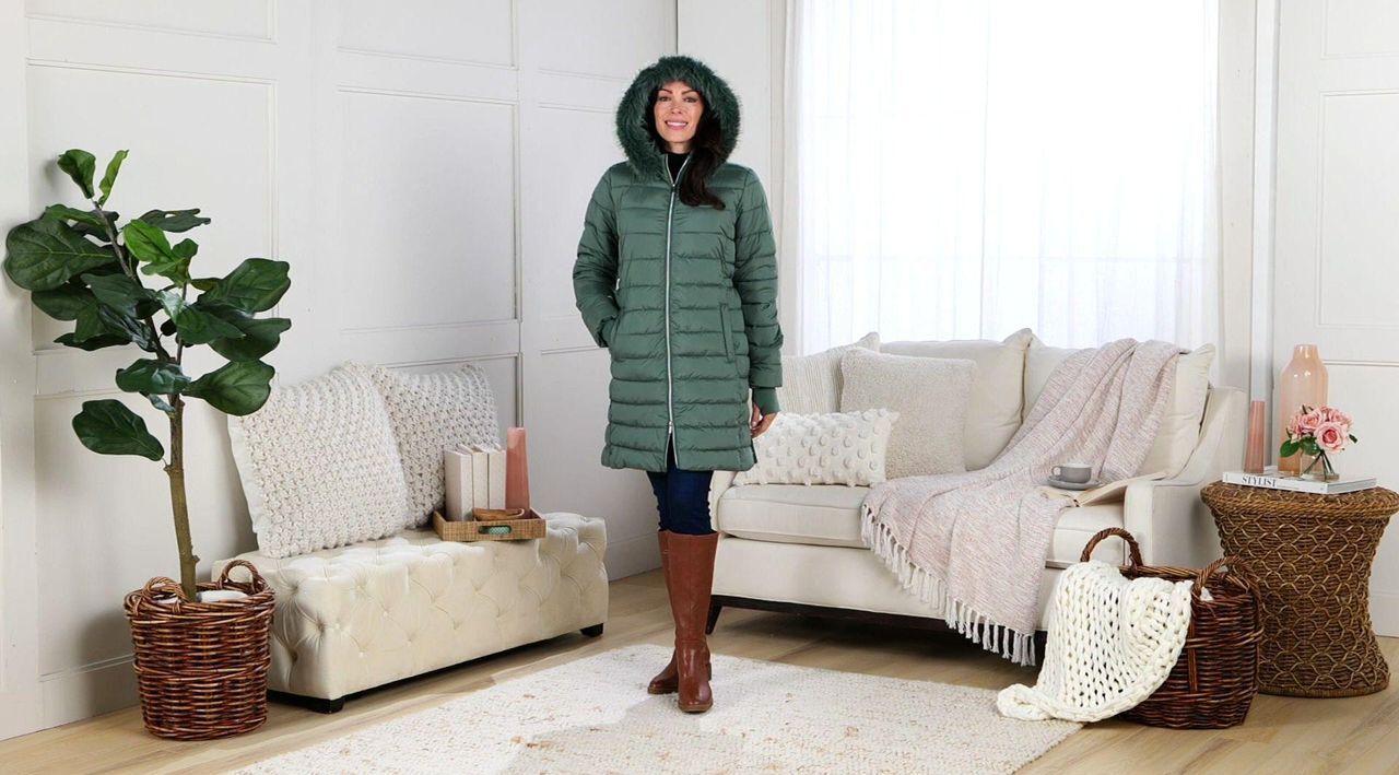 Susan Graver Water Resistant Quilted Coat with Removable Hood