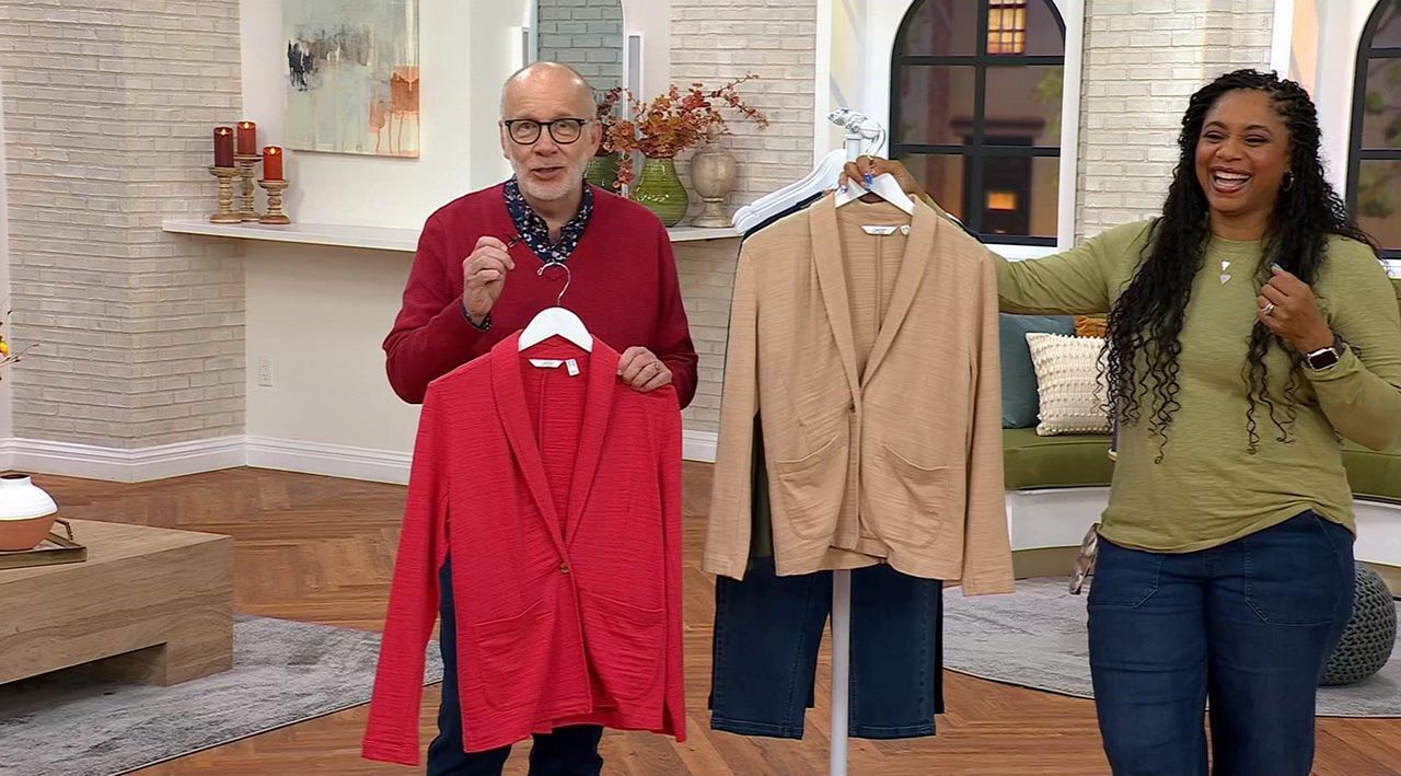 Denim & Co. Textured Cotton Button Front Blazer with Pockets - QVC.com