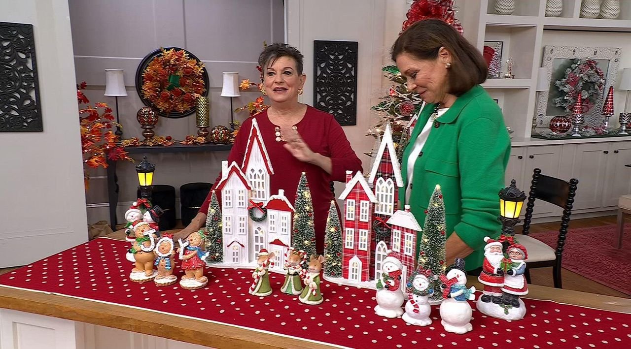 Illuminated Slim Profile Village with Trees by Valerie - QVC.com