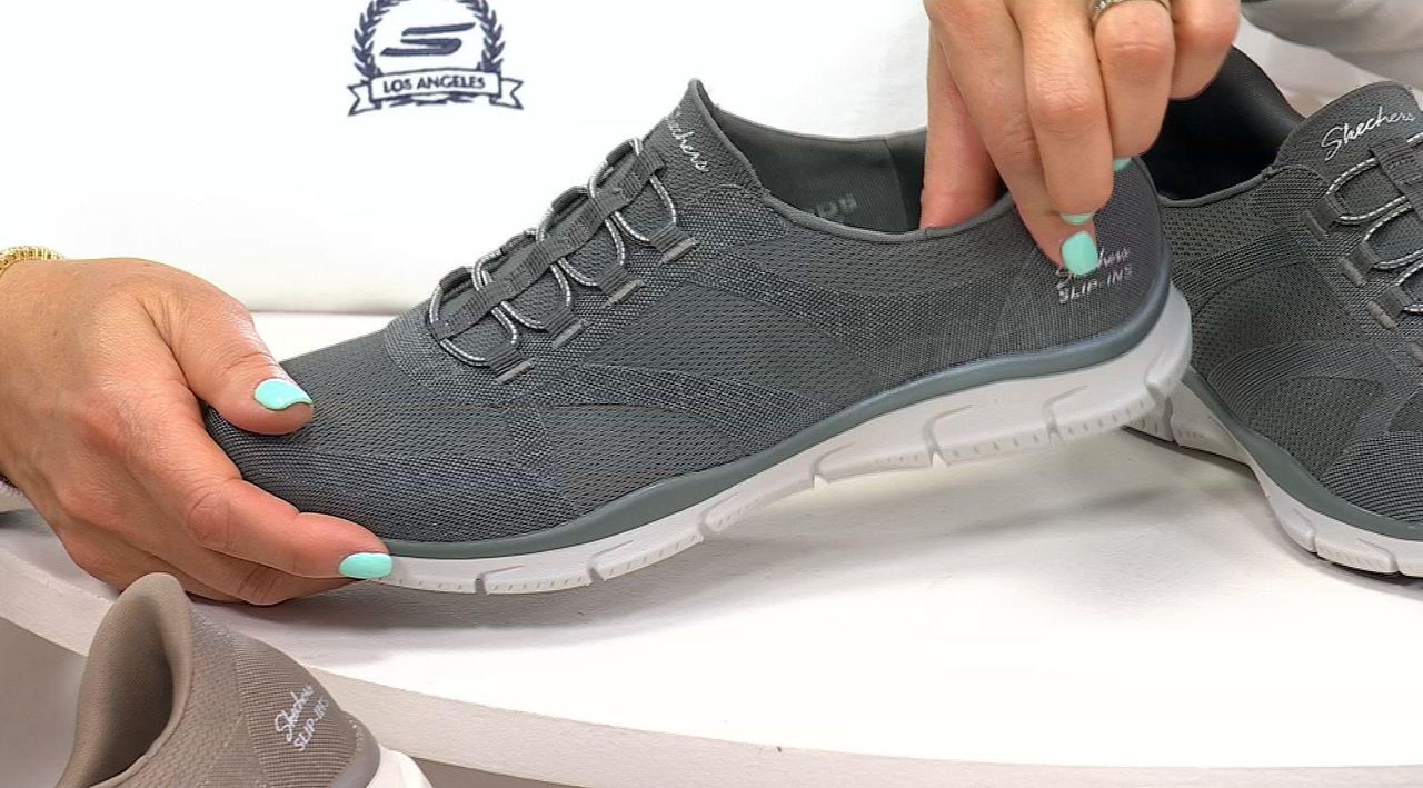 Skechers Slip-ins_Vegan Washable Shimmer Snake Bungee Shoes - QVC.com