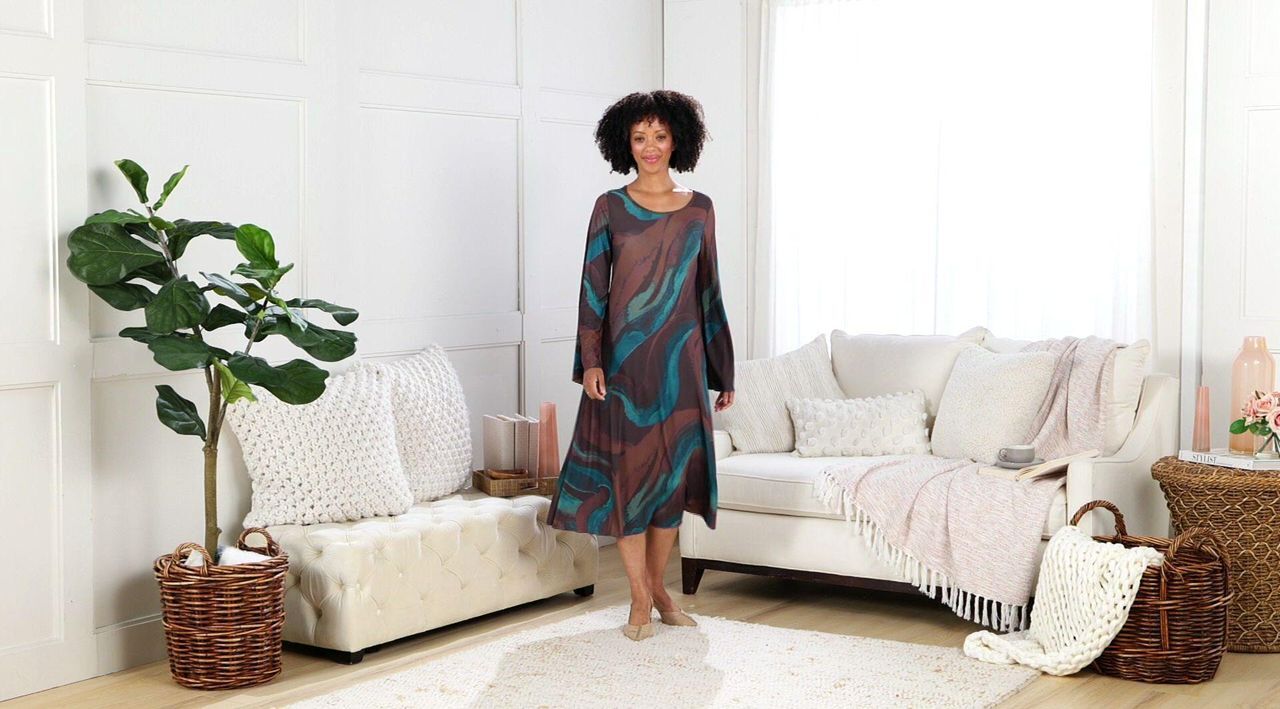 Women with Control Reversible Printed Midi Dress - QVC.com