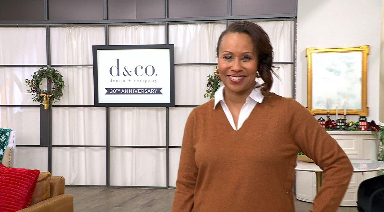 Denim & Co. Collared 2fer V-Neck Sweater - QVC.com