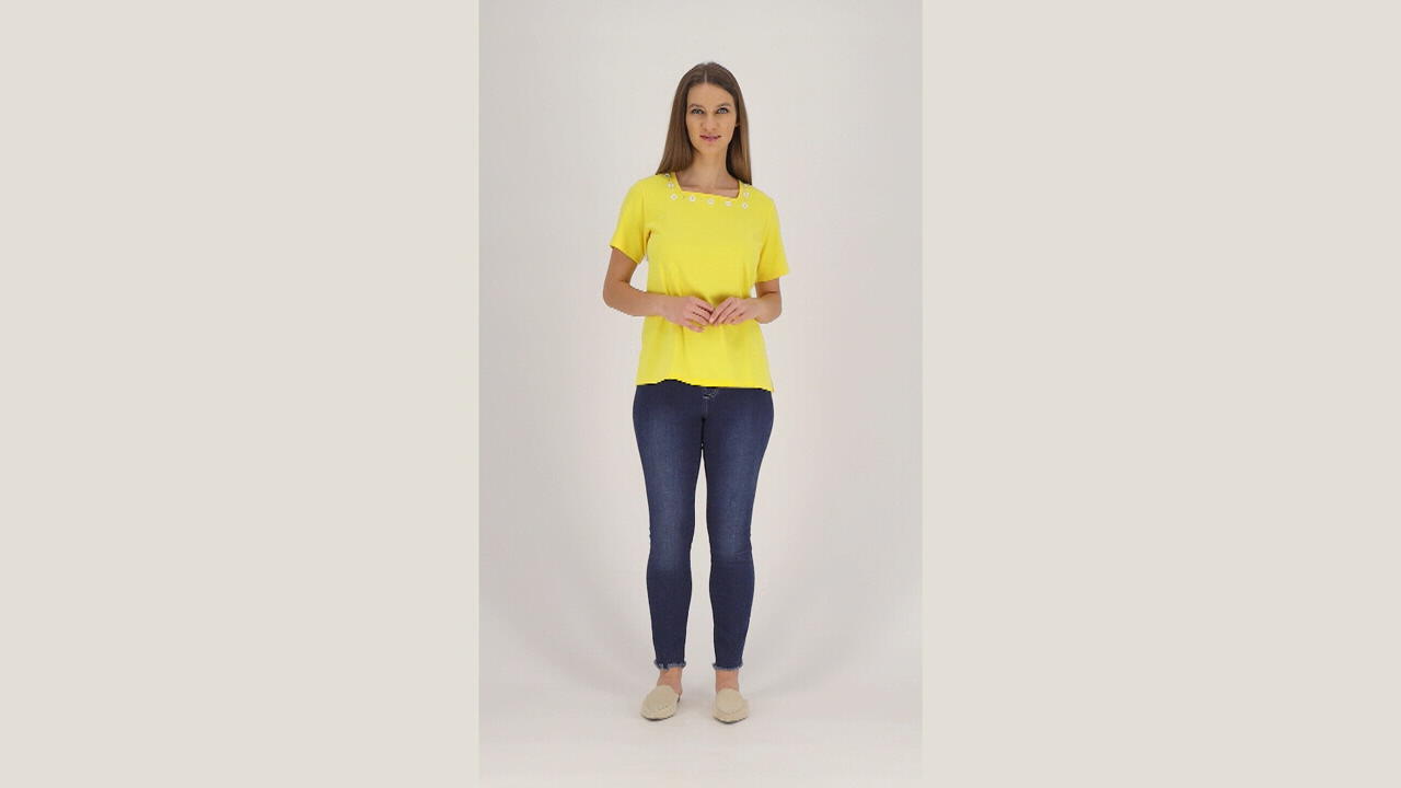 Quacker Factory Set Two Sparkle Shine T-shirts Pale Blue Lime S NEW A262867