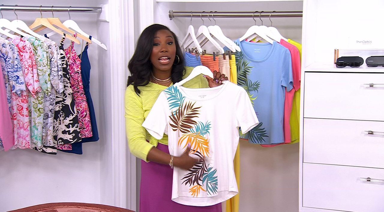Sport Savvy Tropical Placed Print Tee - QVC.com