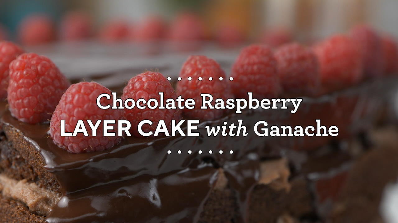 Chocolate Raspberry Layer Cake with Ganache
