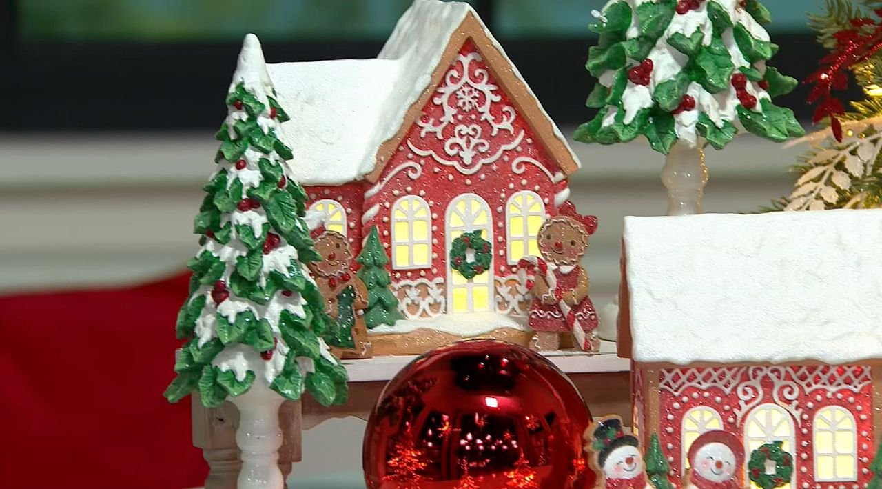 3-Piece Resin Lit Gingerbread House with Figures by Valerie - QVC.com