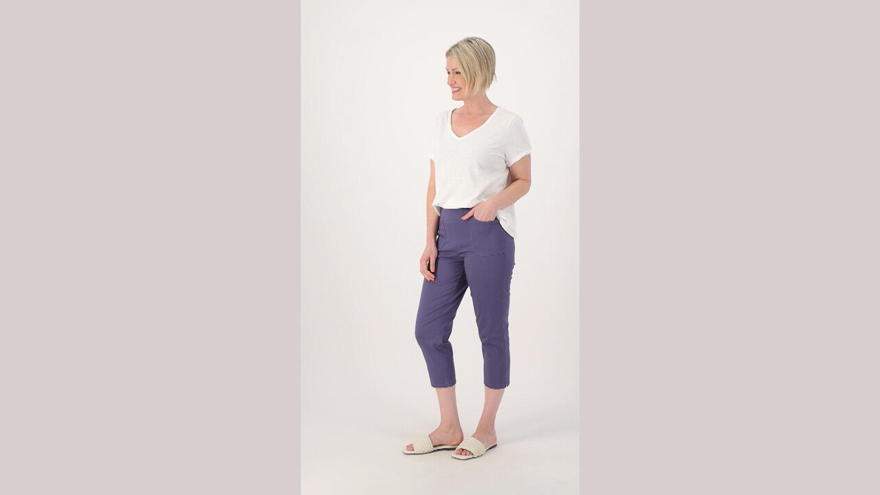 Denim & Co. Pull-On V-Yoke Crop Pants - QVC.com