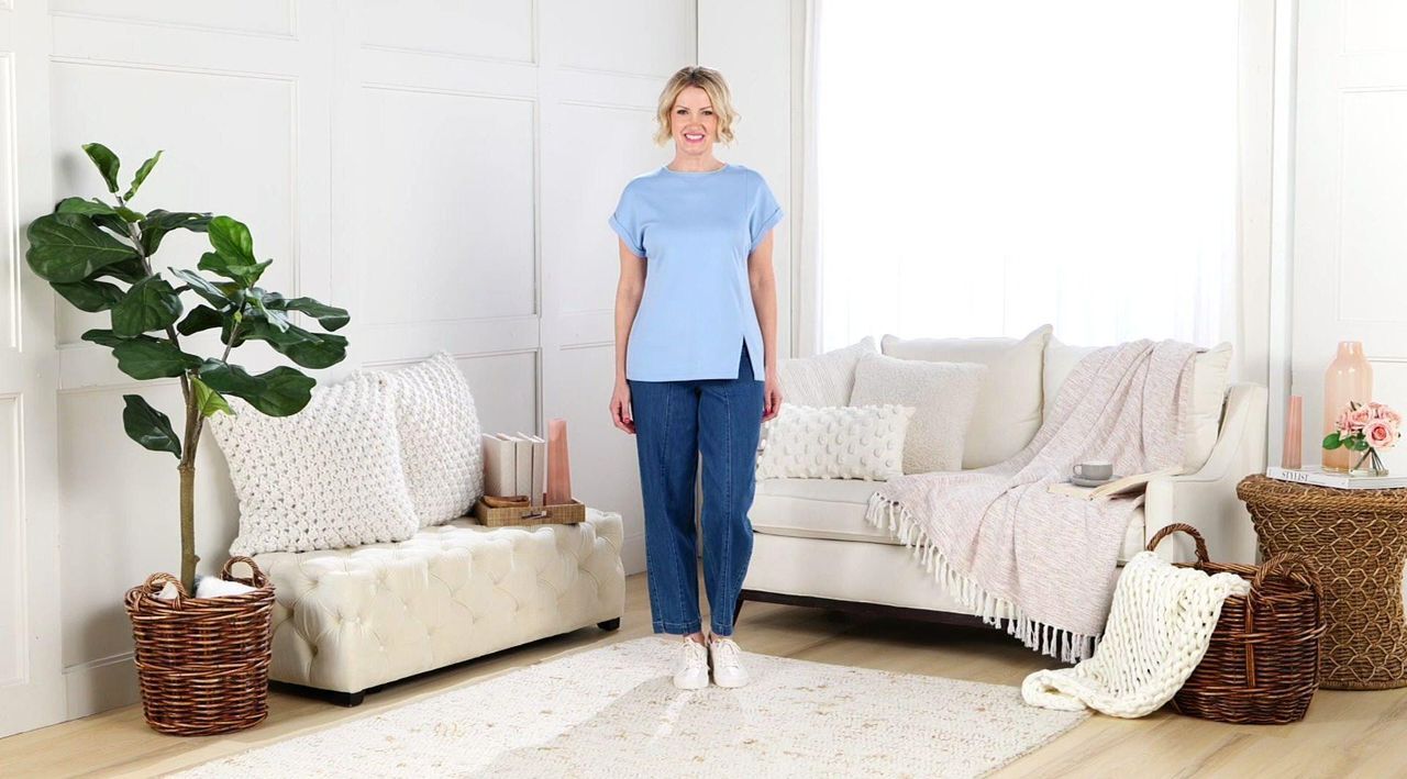 Martha Stewart Signature Short Sleeve Tunic with Side Seam Slit