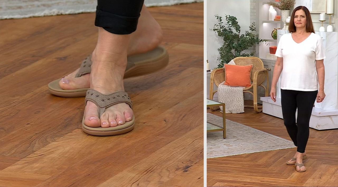 Revitalign Orthotic Star Studded Thong Sandals - Yumi Star - QVC.com