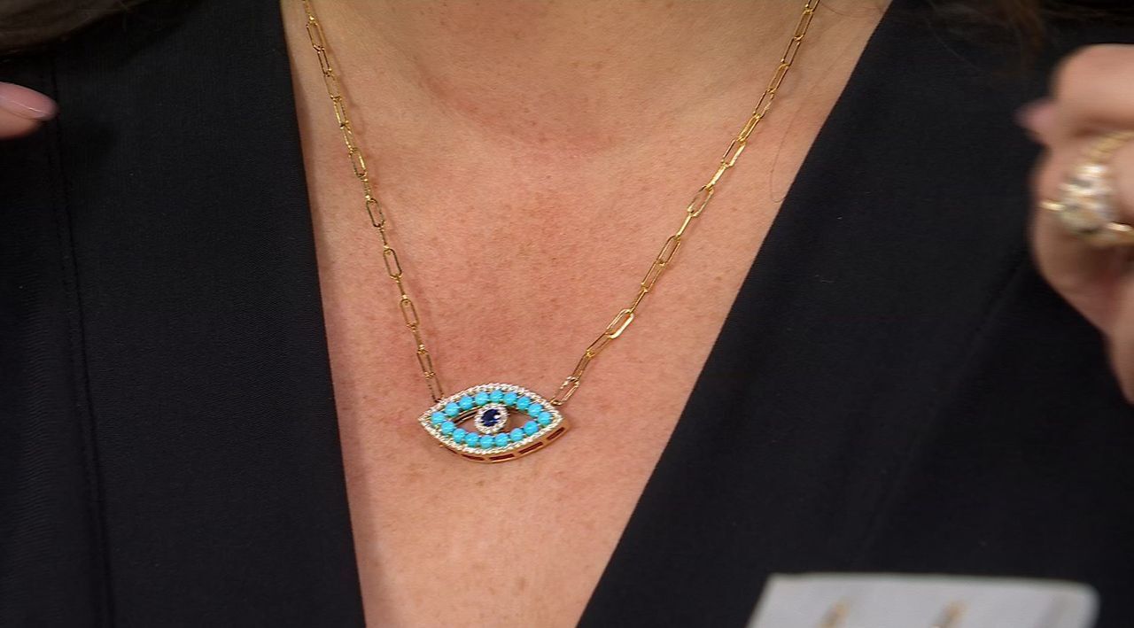 Effy Evil Eye Gemstone Necklace 14K Gold QVC