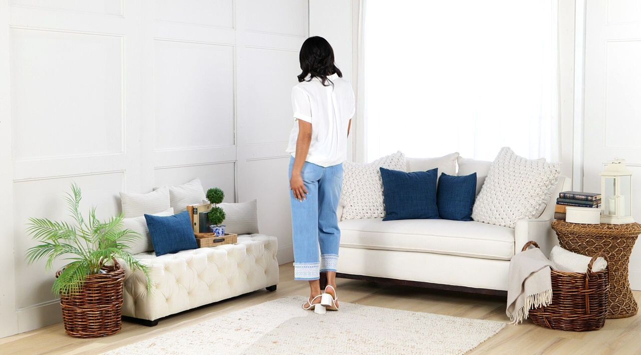 Susan Graver Stretch Denim Wide Leg Crop Jean with Lace Trim - QVC.com