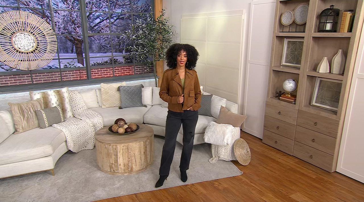 Me by Jennie Garth Faux Suede Jacket with Utility Details - QVC.com