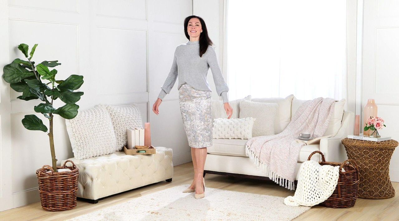 BEAUTIFUL by Lawrence Zarian Petite Jacquard Pencil Skirt - QVC.com