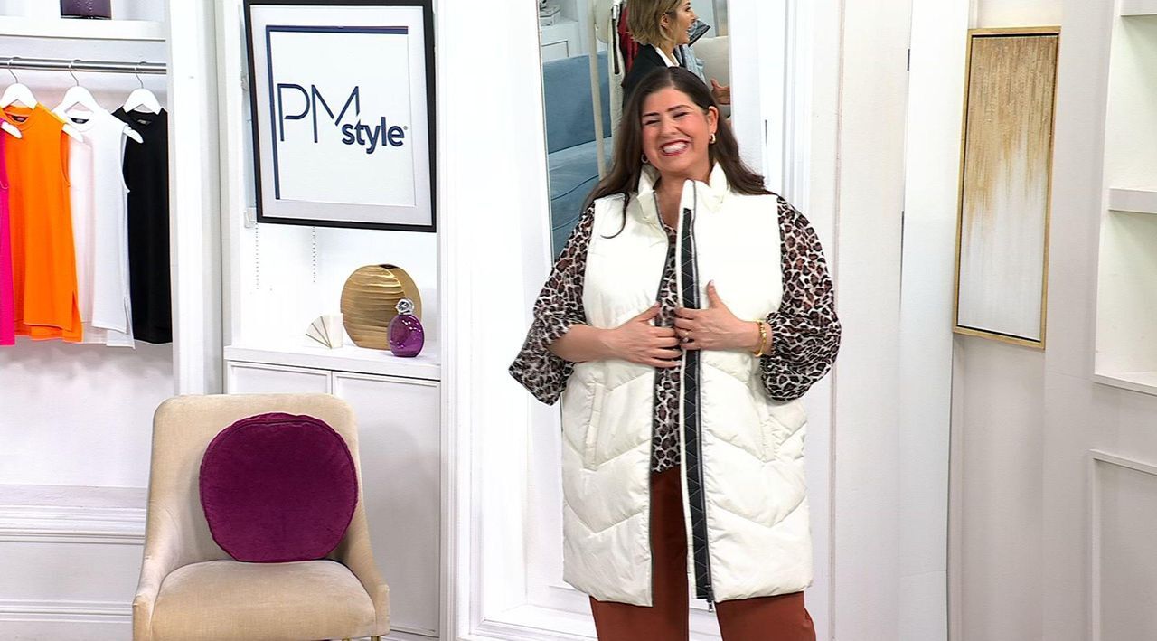 Nuage Regular Chevron Quilted Puffer Vest w/ Removable Hood - QVC.com