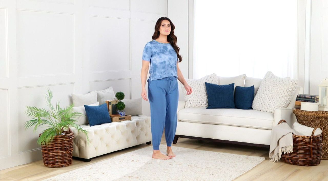 AnyBody Lounge Regular Cozy Knit Short Sleeve Top & Jogger