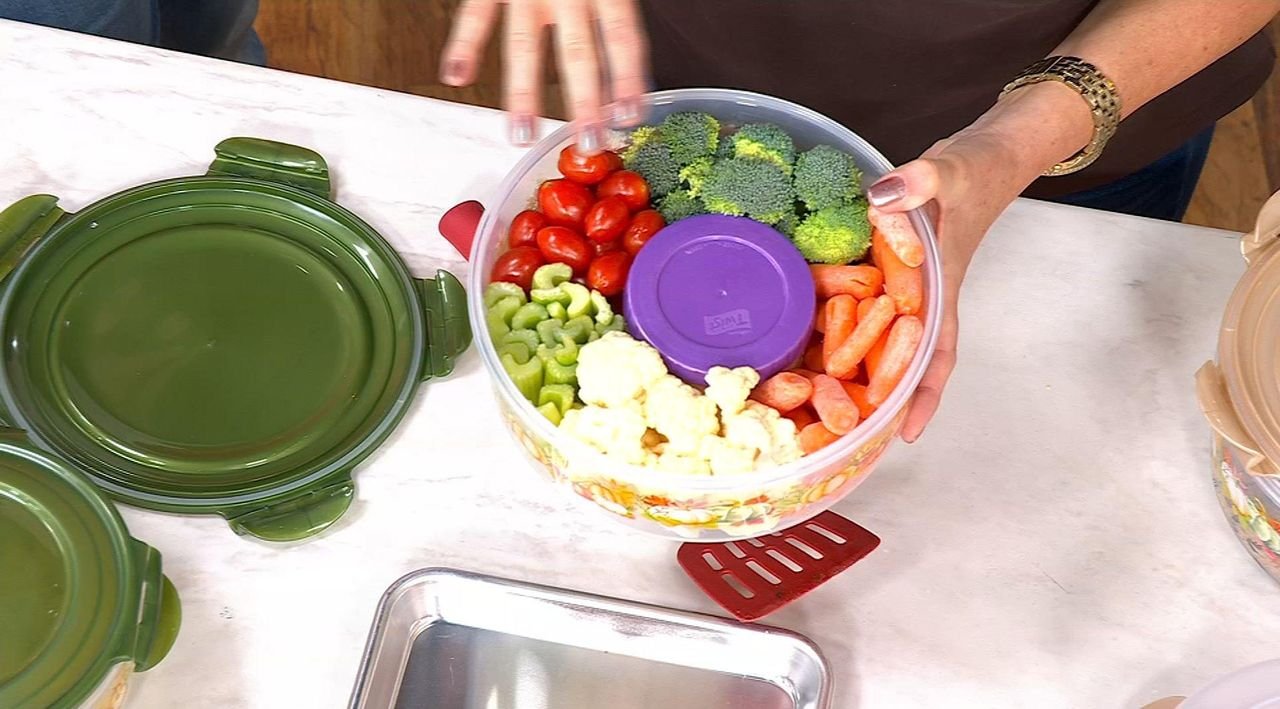 LocknLock 3-Piece Nestable Harvest Printed Canisters - QVC.com