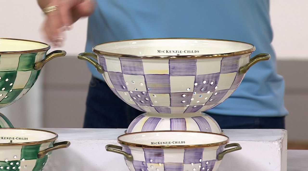 MacKenzie- Childs S/2 Violet Check Colanders - QVC.com