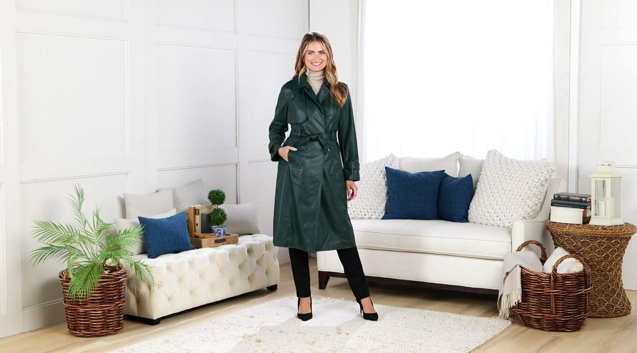 by Stacy London Regular Embossed Snake Faux-Leather Trench Coat