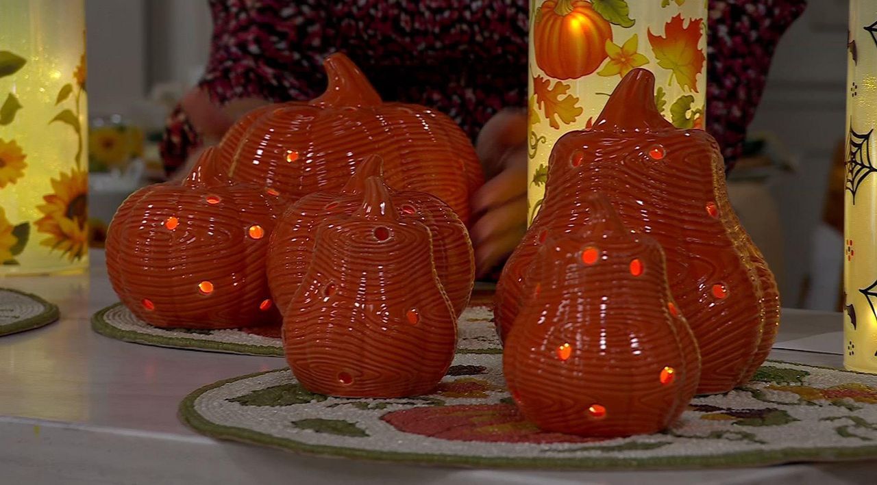 Temp-tations Woodland S/3 Illuminated Ceramic Pumpkins - QVC.com