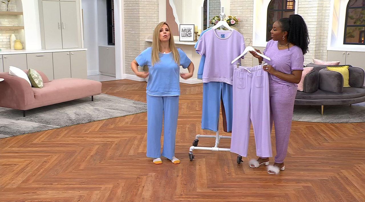 MUK LUKS Everlasting Knit Drop Shoulder Tee & Pant Lounge Set