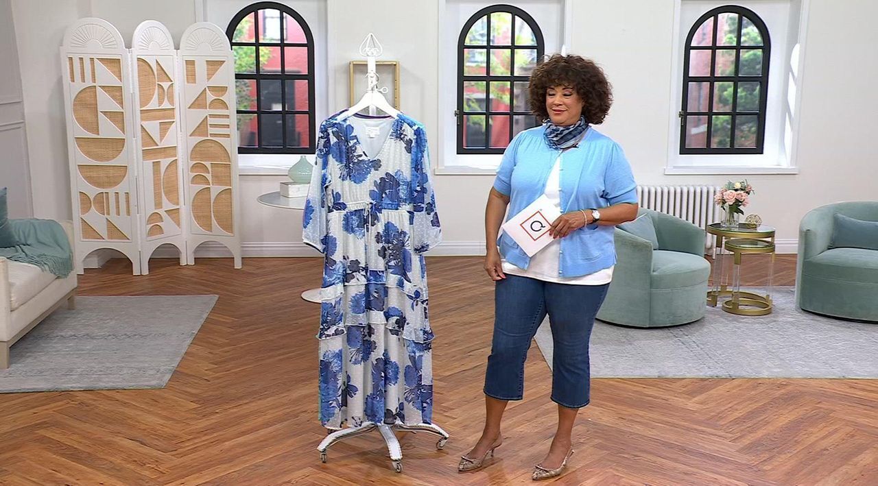 Destination 365 Petite Floral Clip Dot Chiffon Maxi Dress - QVC.com