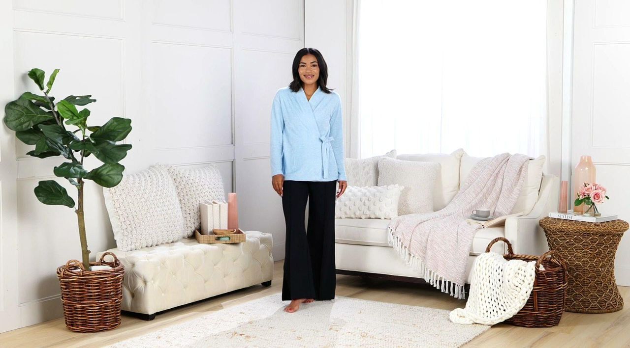 MUK LUKS Feather Down Side-Tie Cardigan - QVC.com MUK LUKS Feather Down Side-Tie Cardigan - QVC.com