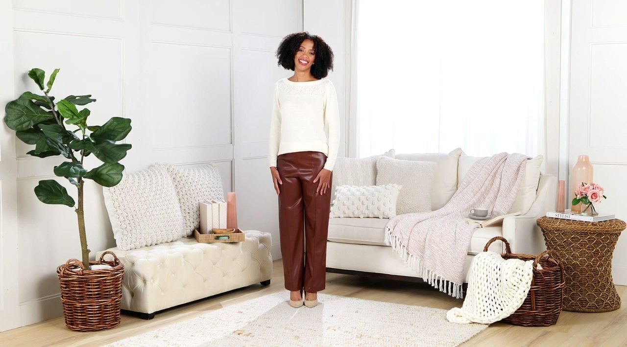GRAVER Susan Graver Stretch Faux Leather Wide Leg Pants - QVC.com