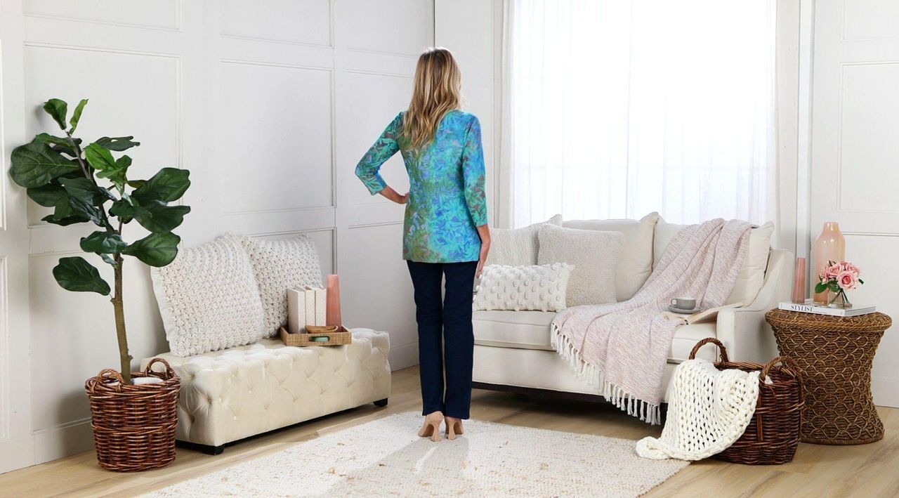 Susan Graver Weekend Tie Dye Burnout 3/4 Sleeve A-Line Tunic - QVC.com