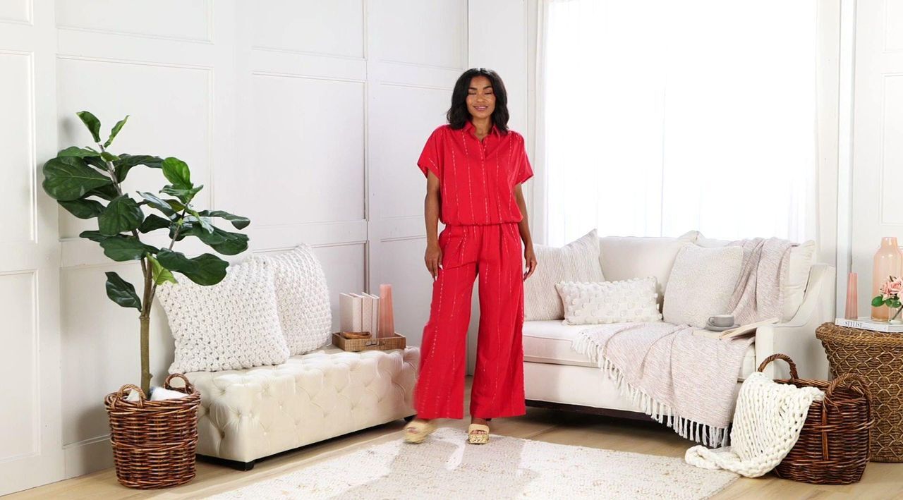 LOGO by Lori Goldstein Cotton Full Length Wide Leg Pants
