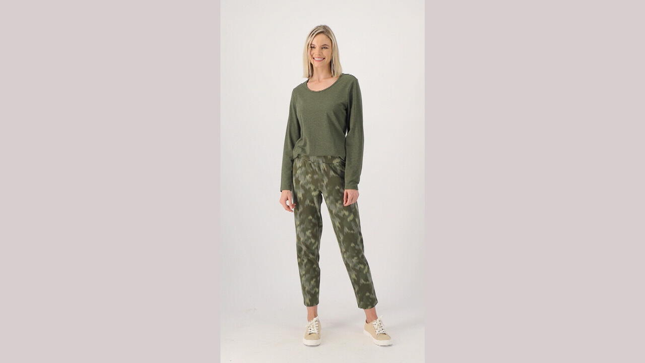 Denim & Co. Active Camo Printed French Terry Ankle Pant - QVC.com