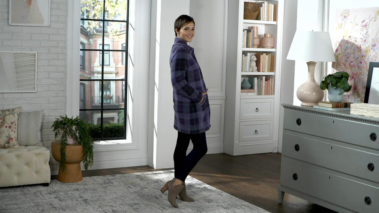 Plaid Print Sherpa Lined Fleece Zip 