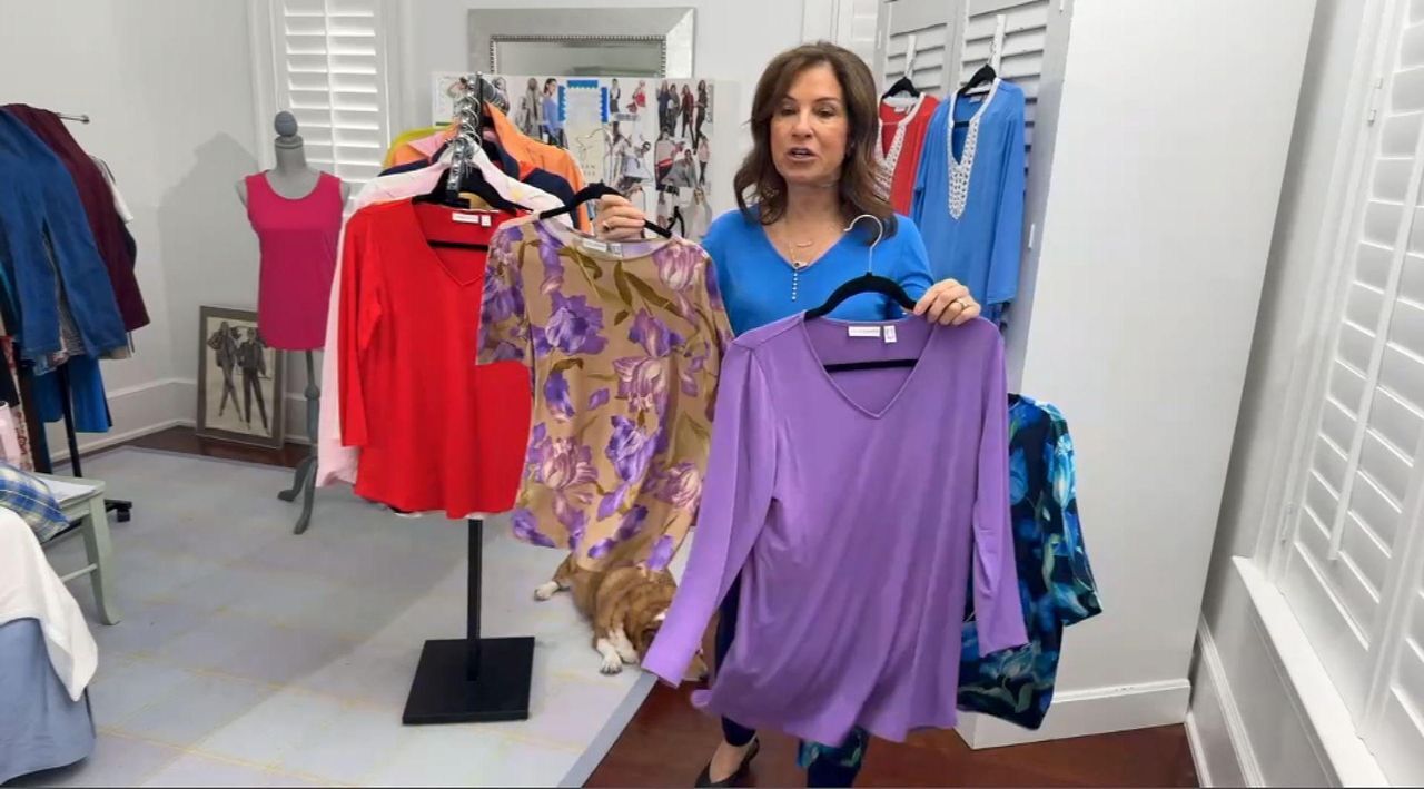 Susan Graver Set of 2 Print & Solid Liquid Knit Tops - QVC.com
