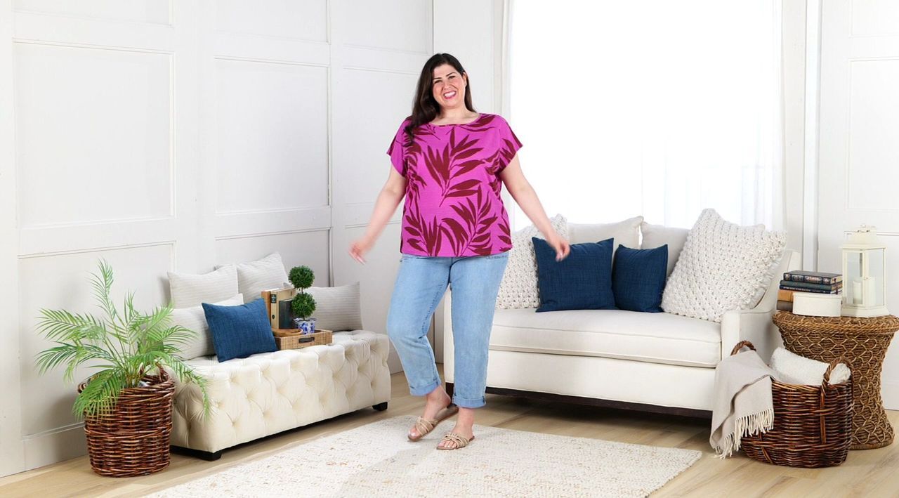 Denim & Co. Beach Printed Knit Gauze Dolman Sleeve Top - QVC.com