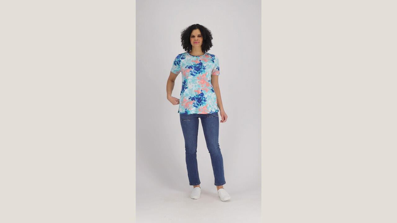 Denim \u0026 Co. Printed Jersey Round Neck 