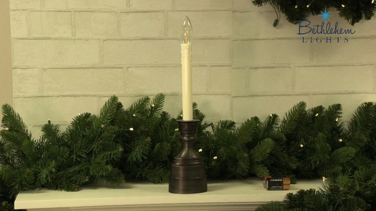 Bethlehem Lights Set of 4 Battery Operated Window Candles Polished Bronze, 