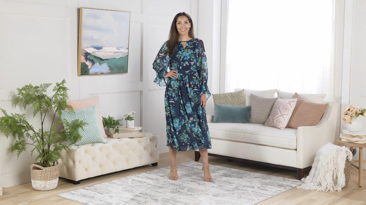 Destination 365 Regular Chiffon Clipped Dot Maxi Dress