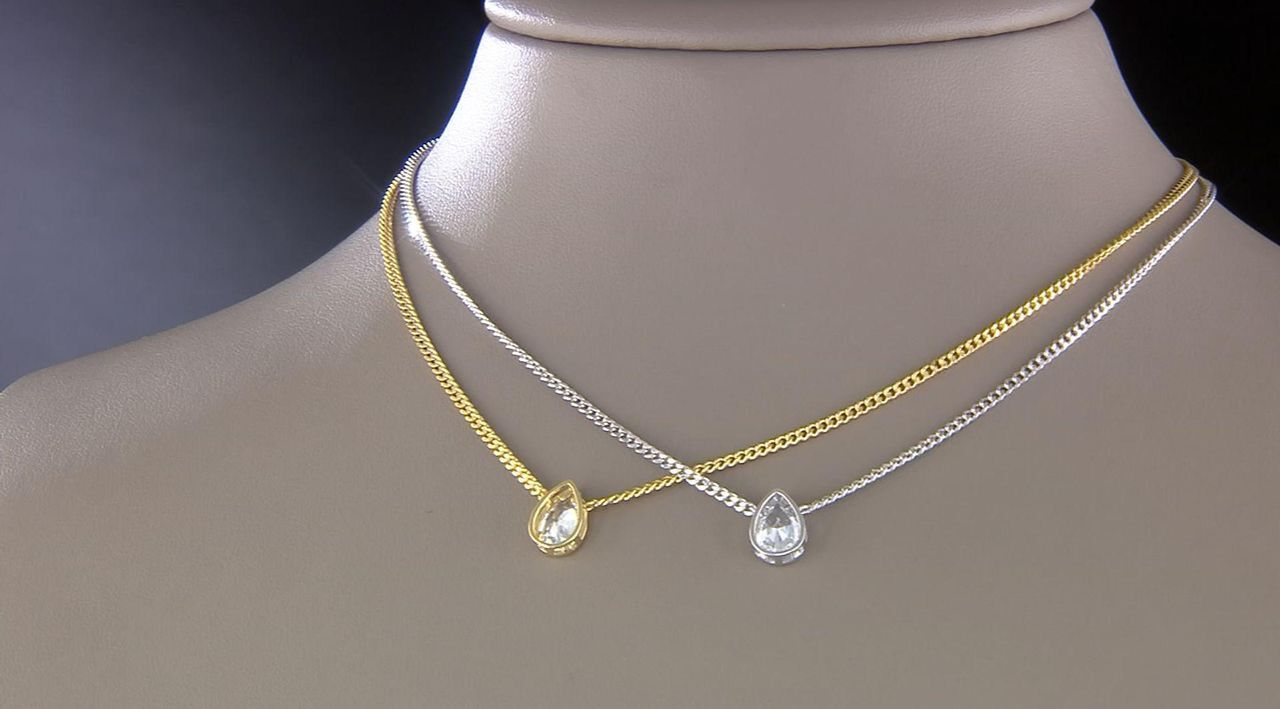 Diamonique Classics Pear Necklace, Sterling Silver - QVC.com