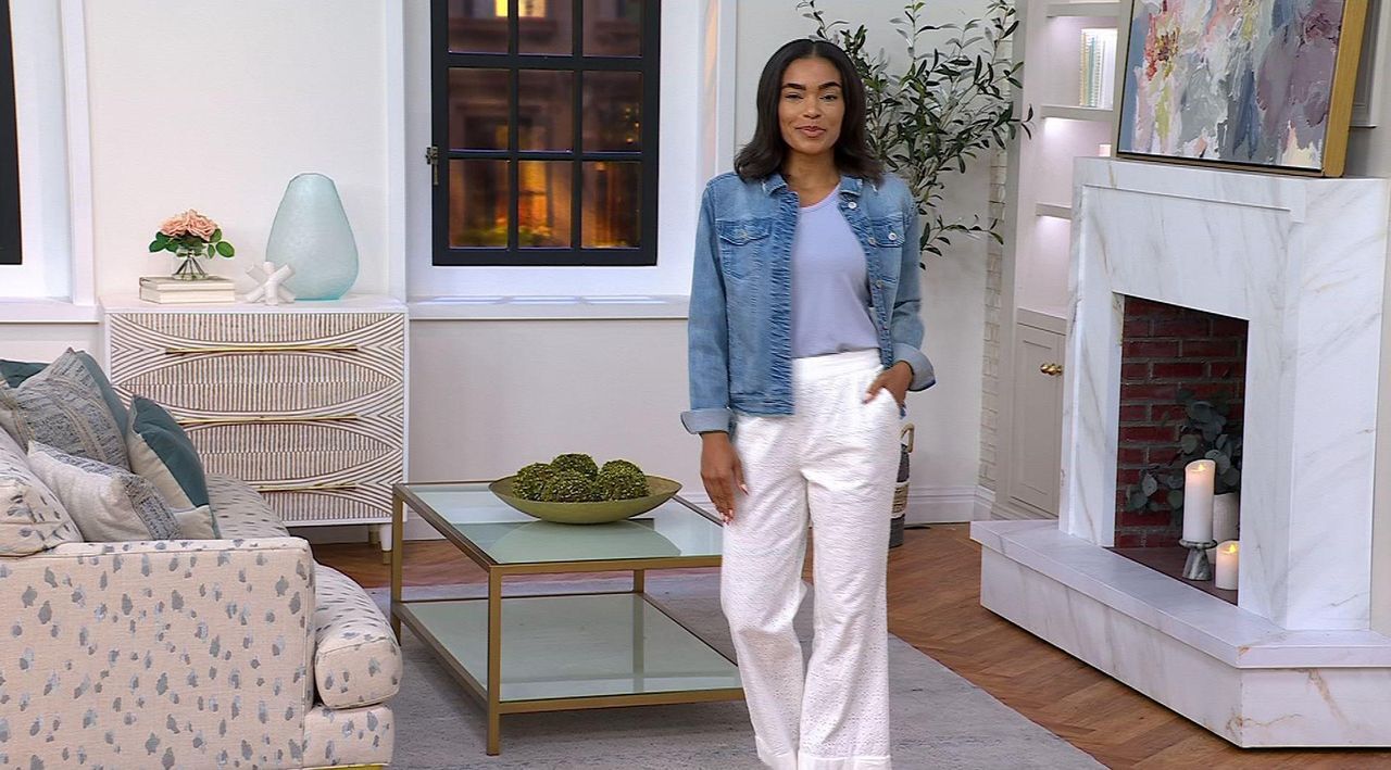 Isaac Mizrahi Live! Cotton Eyelet Straight Ankle Pants - QVC.com