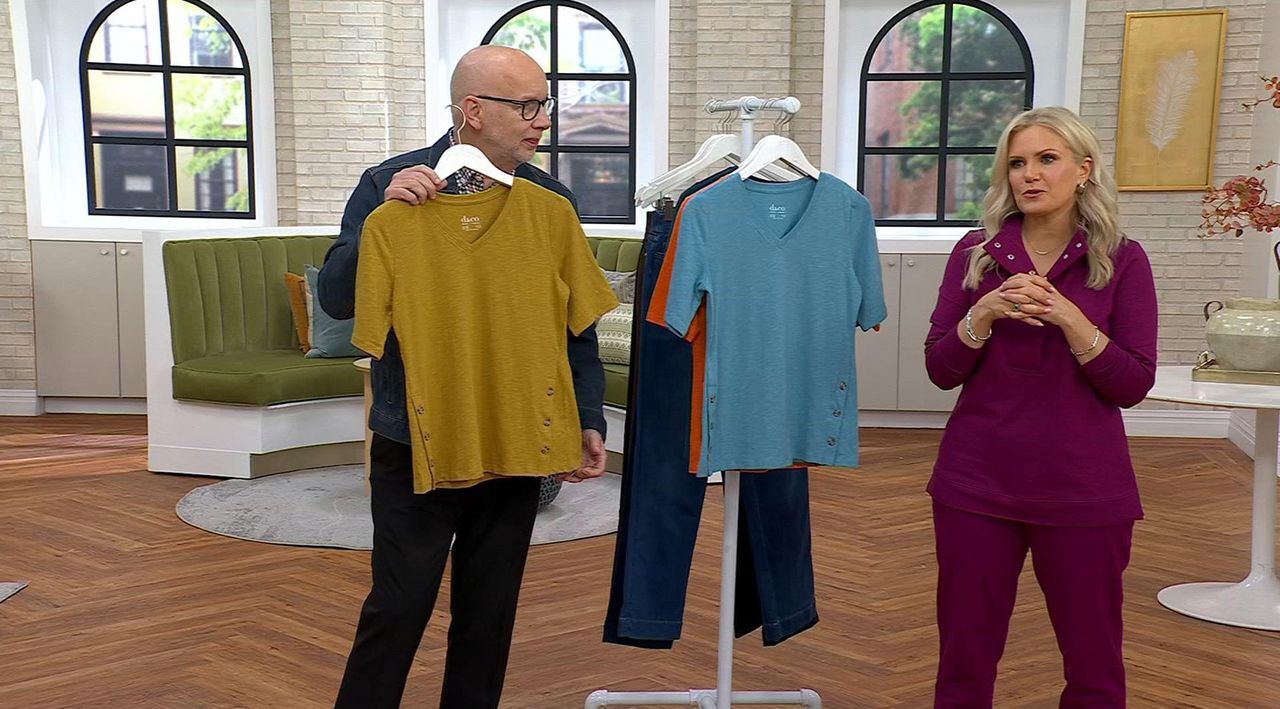 Denim & Co. Texture Knit Elbow Sleeve Top with Side Button