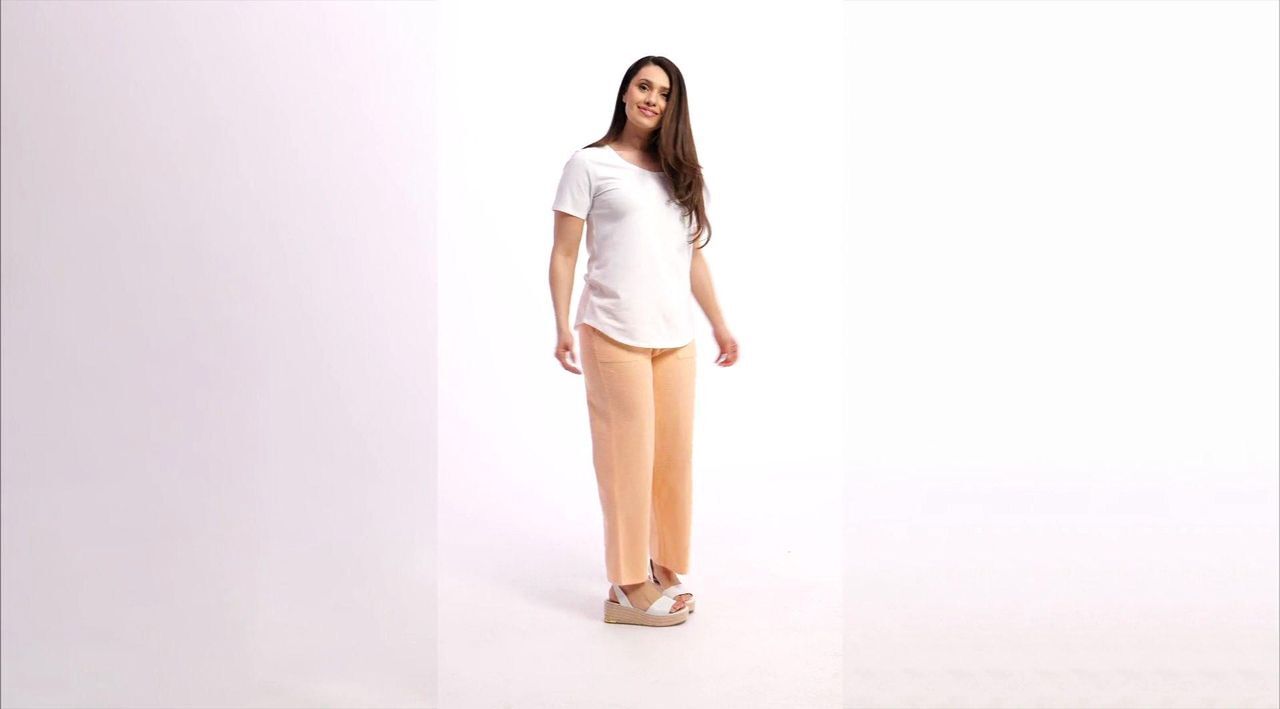 Pantalon Crop Susan Graver Soleil Dentelle Jambes Larges Naturel Taille L